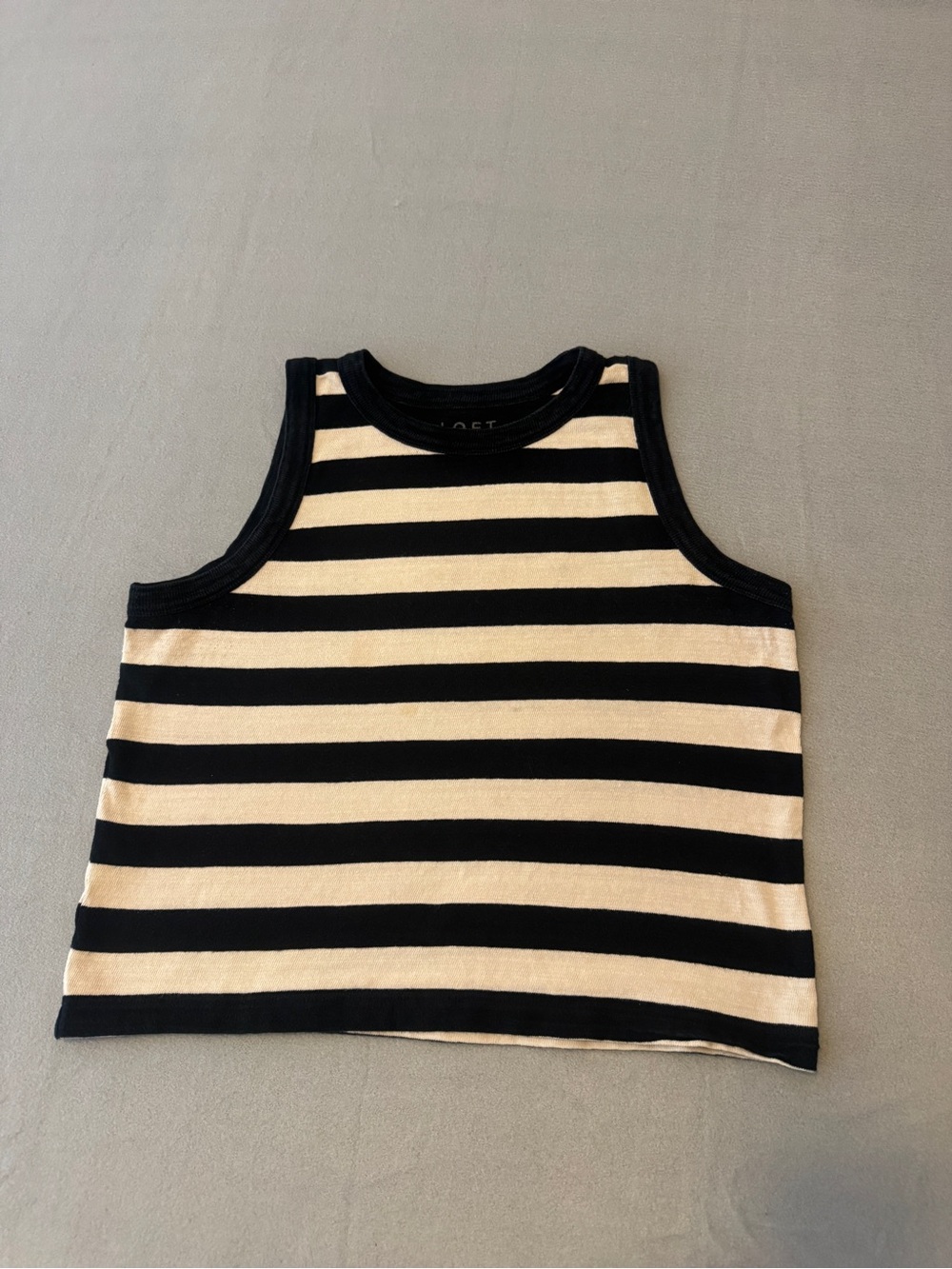 LOFT  Medium Petite Black & White Striped Tank Top Sweater